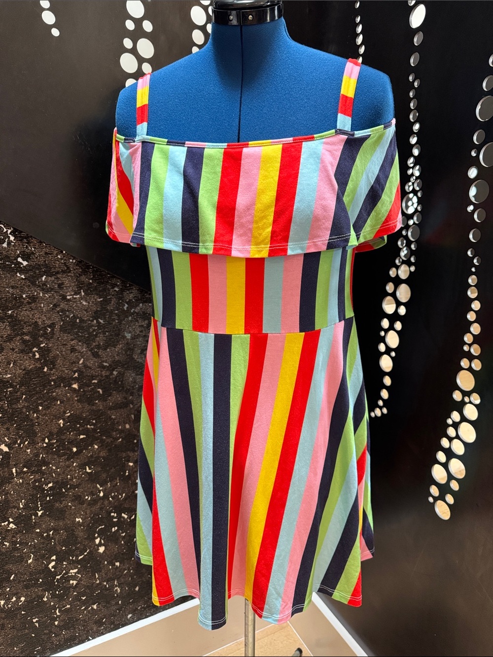 ASOS Multicolor Striped Off-Shoulder Mini Dress